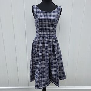 Lindy Bop Blue and White Plaid Midi Dress